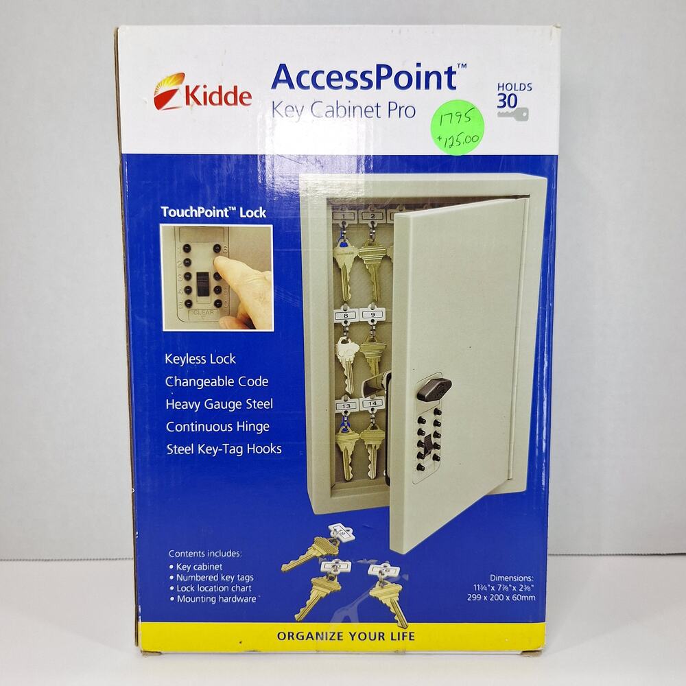 Kidde AccessPoint Key Cabinet Pro TouchPoint Lock Heavy Duty Steel 30 Key Locker